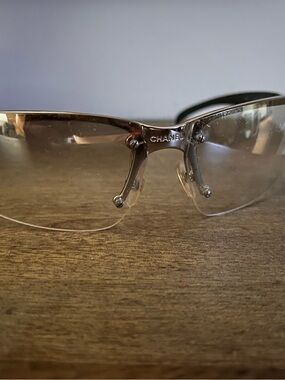 Y2K CHANEL Iconic 4009 Rimless Sunglasses in Silver with Brown Gradient Lenses